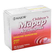 Major Children's Mapap Bubblegum Chewable Tabs 160 mg 24 Tabs (3 Boxes)-Preferred Medical Plus