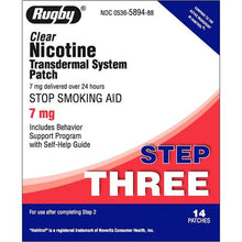Rugby Clear Nicotine Transdermal System Patch 7 mg. Step Three (3 Boxes of 14 Patches)-Preferred Medical Plus