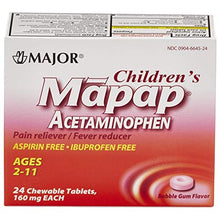 Major Children's Mapap Bubblegum Chewable Tabs 160 mg 24 Tabs (1 Box)-Preferred Medical Plus
