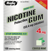 Rugby 00536311301 Sugar Free Nicotine Polacrilex Gum 100 Count 4 MG Mint Flavor Coated-Preferred Medical Plus