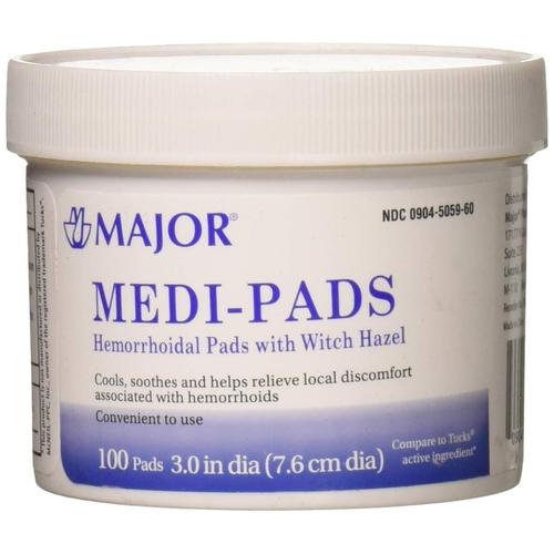 Major Medi-Pads (Tucks Pads) Witch Hazel Hemorrhoidal Pads 100/Jar (replaced 00904-5059-60)