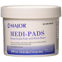 Major Medi-Pads (Tucks Pads) Witch Hazel Hemorrhoidal Pads 100/Jar (replaced 00904-5059-60)-Preferred Medical Plus