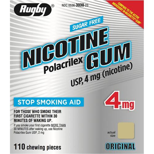 Rugby 00536303023 Original Nicotine Gum 4MG Sugar Free (Box of 110 Pieces)