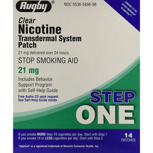 Rugby Clear Nicotine Transdermal System Patch 21 mg. Step One (Box of 14 Patches)-Preferred Medical Plus