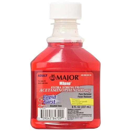 Major Mapap Acetaminophen (Tylenol) Liquid Extra Strength 500 mg. 8 oz.