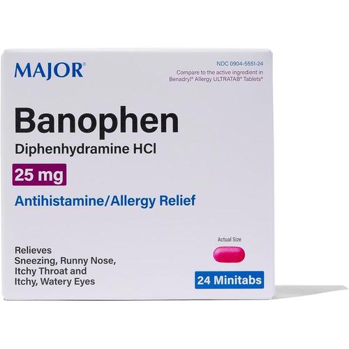 Major Banophen 25 mg. Minitabs 24 ct. (Each)