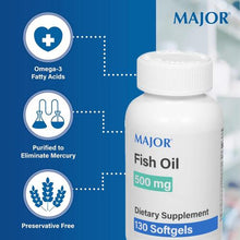 Major 00904750313 Fish Oil 500 mg. 130 SoftGels (Pack of 2)-Preferred Medical Plus