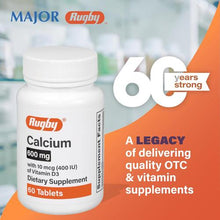 Rugby Laboratories Calcium 600 mg Vitamin D3 10 mcg 400 IU 60 Tablets (Set of 24)-Preferred Medical Plus