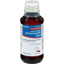 Major Acetaminophen (Tylenol) Liquid Extra Strength Red 500 mg. 8 oz (237 ml)(3 Bottles)-Preferred Medical Plus