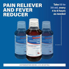 Major Acetaminophen (Tylenol) Liquid Extra Strength Red 500 mg. 8 oz (237 ml)(24 Bottles)-Preferred Medical Plus