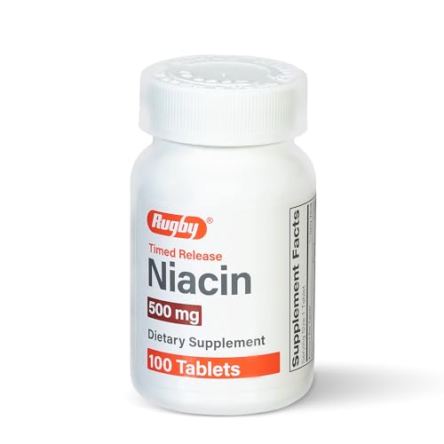 Rugby 80681009000 Niacin 500 mg Timed Release Tabs (24 Bottles of 100)