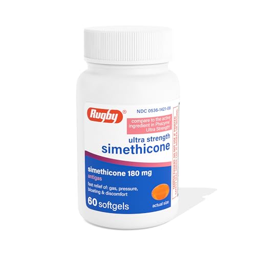 Rugby Simethicone Antiflatulent 180 mg. 60 Softgels (24 Bottle)