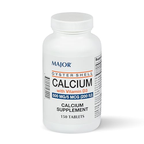 Major 904546092 Oyster Shell Calcium with Vitamin D 500 mg - 150Tabs Bottle (Pack of 12)
