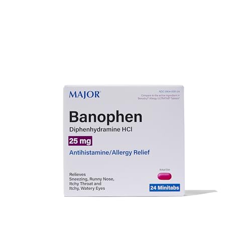 ALLERGY MEDICATION: Major's Banophen Diphenhydramine minitabs help temporarily relieve the following symptoms due to hay fever and upper respiratory allergies: itchy, watery eyes, runny nose, sneezing, and itching of the nose or throat.