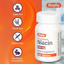 Rugby 80681009000 Niacin 500 mg Timed Release Tabs (2 Bottles of 100)-Preferred Medical Plus