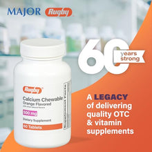DIETARY SUPPLEMENT: Rugby 500mg Calcium Chewable Tablets are a dietary supplement that can be taken daily. Each bottle has 60 tablets.-Preferred Medical Plus