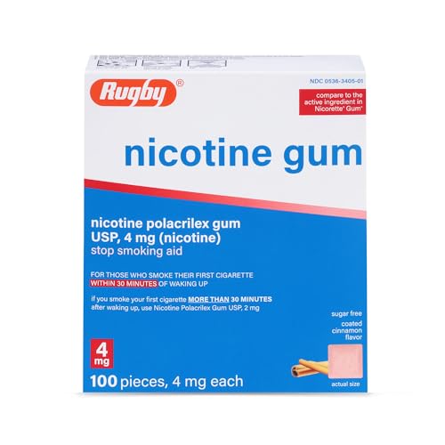 Rugby 536340501 Nicotine Gum 4mg Cinnamon 100 Pieces (Pack of 24)
