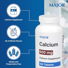 Major 20555000500 Calcium 600 MG 150 Tablets (Pack of 2)-Preferred Medical Plus