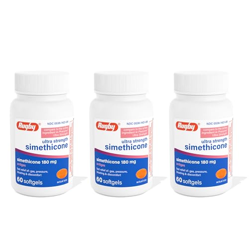 GAS RELIEF FOR ADULTS: The Rugby Ultra Strength Simethicone Gas Relief pills are a trusted remedy that may help reduce symptoms associated with stomach gas discomfort. These softgel gas pills may help support relief of flatulence, bloating, and fullness.