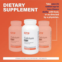 Rugby Calcium 600 mg with Vitamin D3 180 Tablets-Preferred Medical Plus