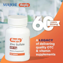 DIETARY SUPPLEMENT: Rugby's 220 mg Zinc Sulfate Tablets are a dietary supplement. They are free from sugar, sodium (less than 5 mg per serving), starch, soy, gluten, corn, preservatives, yeast, and animal by-products.-Preferred Medical Plus