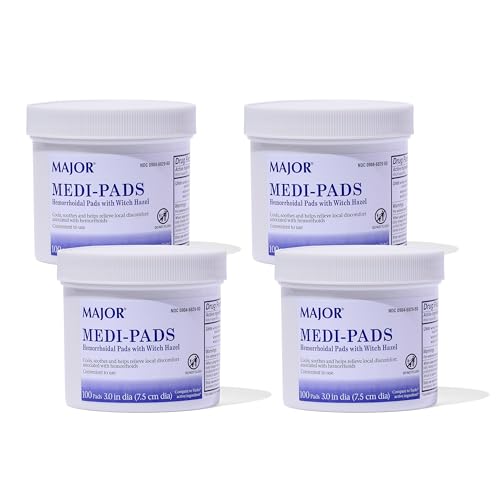 WITCH HAZEL PADS: Made with witch hazel, a natural astringent, Major's Medi-Pads help provide relief from irritation, itching, and burning associated with hemorrhoids.