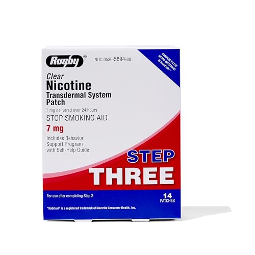 Rugby Clear Nicotine Transdermal System Patch 7 mg. Step Three (Box of 14 Patches)
