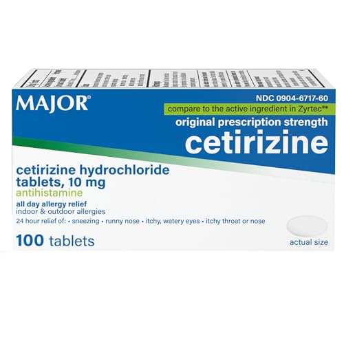 Major 904671760 Cetirizine HCL 10MG Tabs (Box of 100)