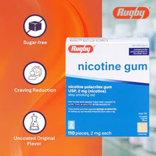 Rugby 536302923 Nicotine Polacrilex Gum 2 mg No Flavor 110 Pieces (Box of 24)-Preferred Medical Plus
