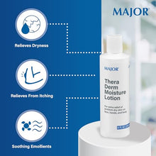 LOTION FOR DRY SKIN: Major Thera Derm moisture lotion helps relieve dry skin on the face, hands, and body. Each bottle is 8 fluid ounces.-Preferred Medical Plus