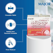 Major Children's Mapap Bubblegum Chewable Tabs 160 mg 24 Tabs (1 Box)-Preferred Medical Plus