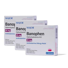 ALLERGY MEDICATION: Major's Banophen Diphenhydramine minitabs help temporarily relieve the following symptoms due to hay fever and upper respiratory allergies: itchy, watery eyes, runny nose, sneezing, and itching of the nose or throat.-Preferred Medical Plus