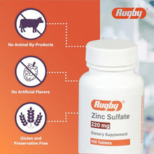 DIETARY SUPPLEMENT: Rugby's 220 mg Zinc Sulfate Tablets are a dietary supplement. They are free from sugar, sodium (less than 5 mg per serving), starch, soy, gluten, corn, preservatives, yeast, and animal by-products.-Preferred Medical Plus