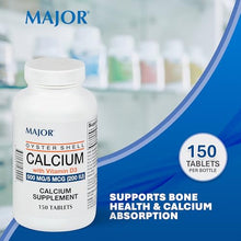 Major 904546092 Oyster Shell Calcium with Vitamin D 500 mg - 150Tabs Bottle (Pack of 3)-Preferred Medical Plus