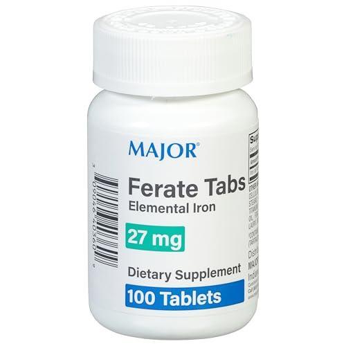 Major 904640360 Ferrous Gluconate Iron 240/27Mg Tablet (Bottle of 100)