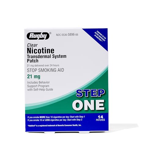 Rugby Clear Nicotine Transdermal System Patch 21 mg. Step One (24 Boxes of 14 Patches)
