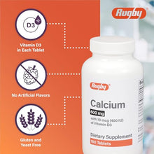 Rugby Calcium 600 mg with Vitamin D3 180 Tablets-Preferred Medical Plus