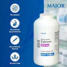 Major Oyster Shell Calcium 500 mg. 1000 Tablets (1 Bottle)-Preferred Medical Plus