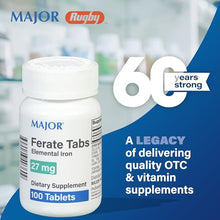 Major 904640360 Ferate Elemental Iron 100 27 mg. Tabs (Pack of 3)-Preferred Medical Plus