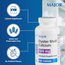 Major 20555000301 Oyster Shell Calcium 500 MG 150 Tabs (Pack of 2)-Preferred Medical Plus