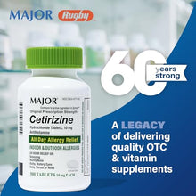 ALL DAY ALLERGY MEDICATION: Major's Cetirizine Hydrochloride tablets help temporarily relieve the following symptoms due to hay fever or other upper respiratory allergies: itchy, watery eyes, runny nose, sneezing, and itching of the nose or throat.-Preferred Medical Plus
