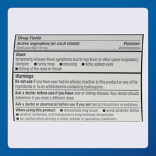 ALL DAY ALLERGY MEDICATION: Major's Cetirizine Hydrochloride tablets help temporarily relieve the following symptoms due to hay fever or other upper respiratory allergies: itchy, watery eyes, runny nose, sneezing, and itching of the nose or throat.-Preferred Medical Plus