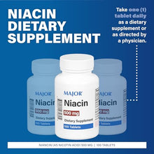 MAJOR NIACIN 500MG TABS NIACIN-500 MG White 100 Tablets-Preferred Medical Plus