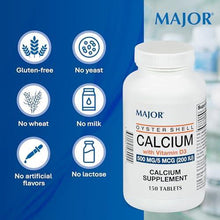 Major 904546092 Oyster Shell Calcium with Vitamin D 500 mg - 150Tabs Bottle (Pack of 2)-Preferred Medical Plus