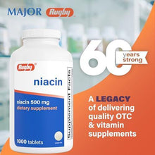 Rugby Niacin 500 mg. Tablets 1000/Btl.-Preferred Medical Plus