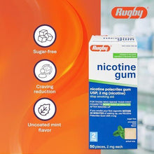 Rugby 536136206 Nicotine Gum 2mg Sugar Free Mint Flavor 50 pieces (Each)-Preferred Medical Plus
