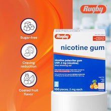 Rugby 00536338601 Nicotine Gum 2mg Sugar Free Coated Fruit (Box of 100)-Preferred Medical Plus