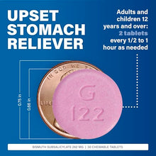 Major Bismuth Subsalicylate 262 mg Upset Stomach Reliever Antidiarrheal 30 Chewable Tablets-Preferred Medical Plus