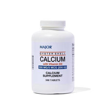 Major Oyster Shell Calcium with Vitamin D 500 mg. 300 Tablets (12 Bottles)-Preferred Medical Plus