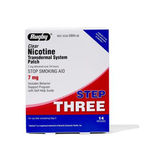 Rugby Clear Nicotine Transdermal System Patch 7 mg. Step Three (24 Boxes of 14 Patches)-Preferred Medical Plus